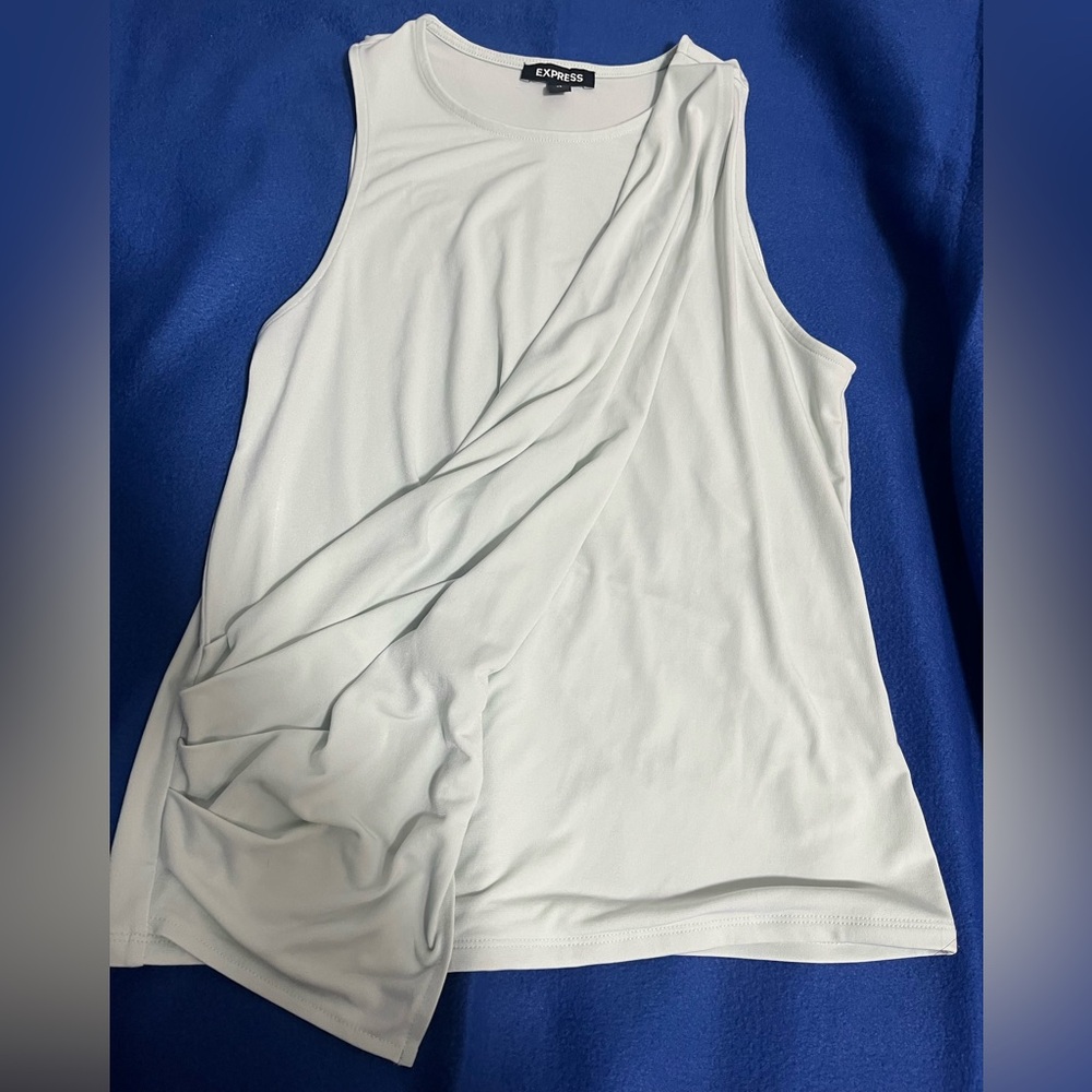 Express Women's Sleeveless Drape Top - Light Green